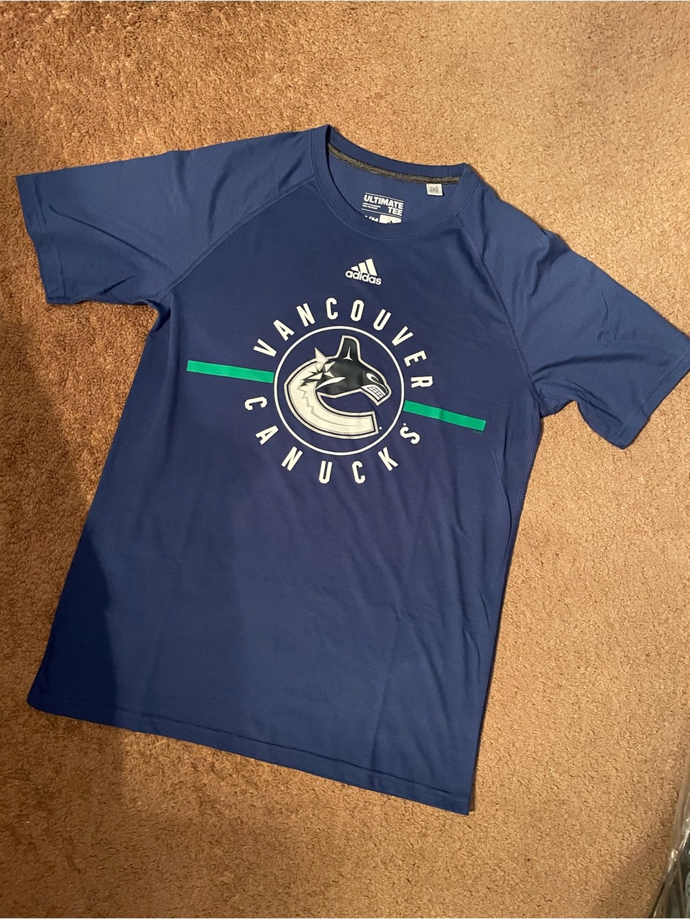 Adidas Vancouver Canucks NHL Hockey Climalite Mens Navy Performance T-Shirt